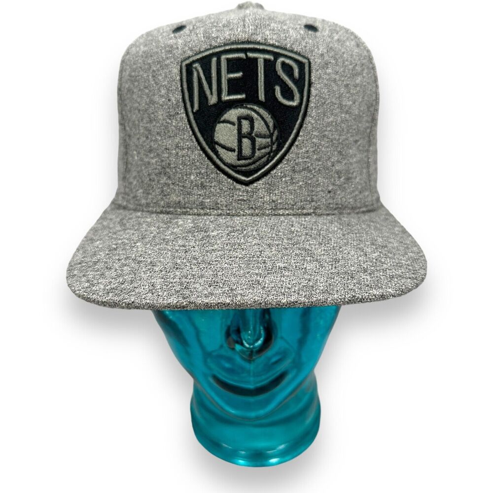 Mitchell & Ness Brooklyn Nets Fitted Hat Mens‎ 7 Embroidered Cap Gray Black New